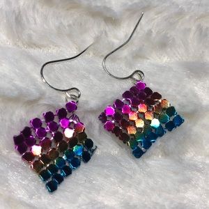 Rainbow Diva Mesh Hook Earrings